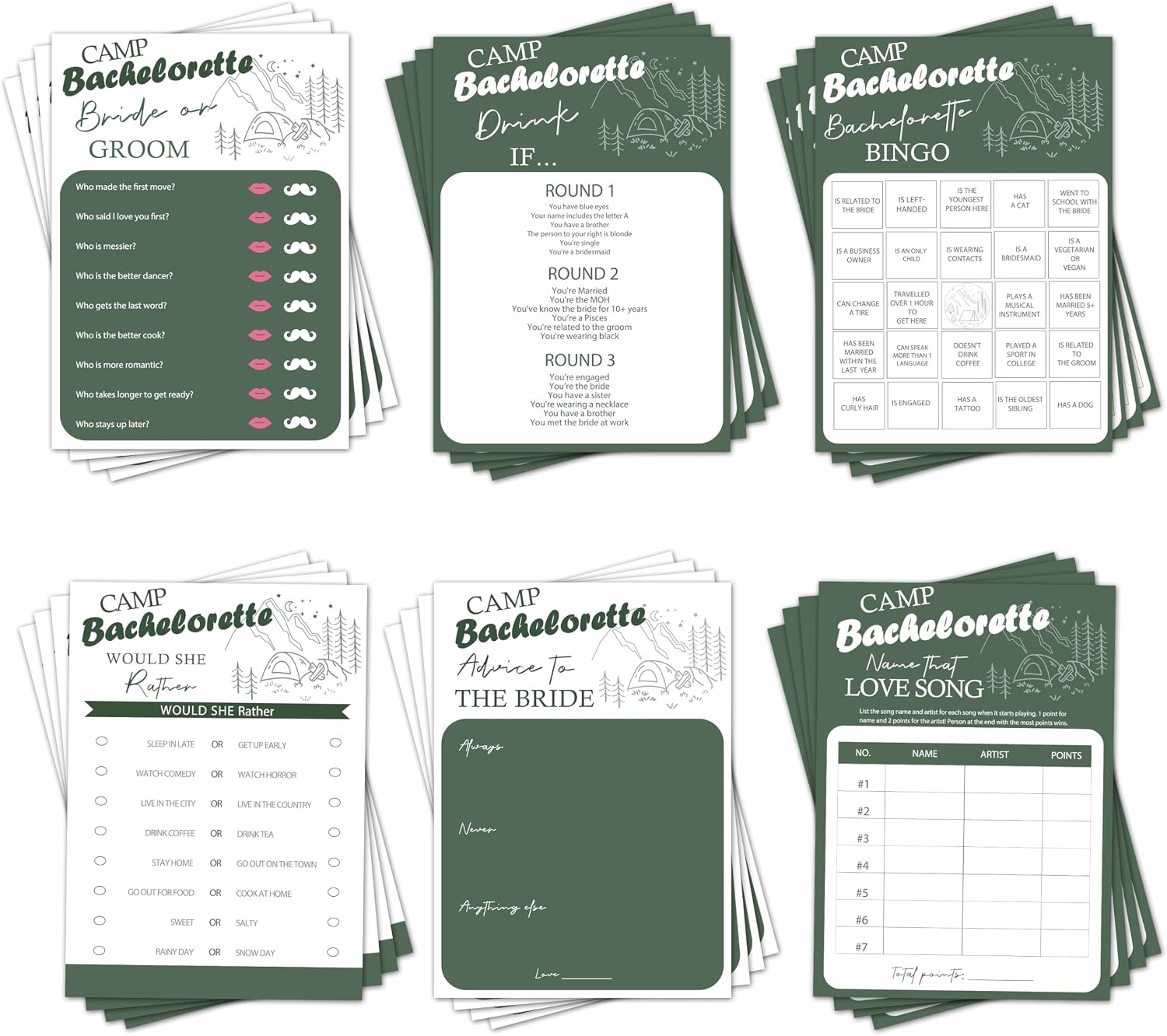 Bachelorette Party Games Bachelorette Party Favor Games, Bachelorette Party Favor for Bridal Shower Games, Bach Games for Bachelorette Party Decorations, Green