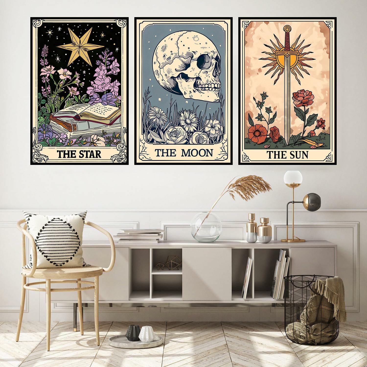Axquilon 3 Packs Tarot Framed Paint by Numbers Kit for Adults - Adult Paint by Number Kits with Easel, Easy Adults' Paint-by-Number Kits for Gift Home Wall Decor 8x10in