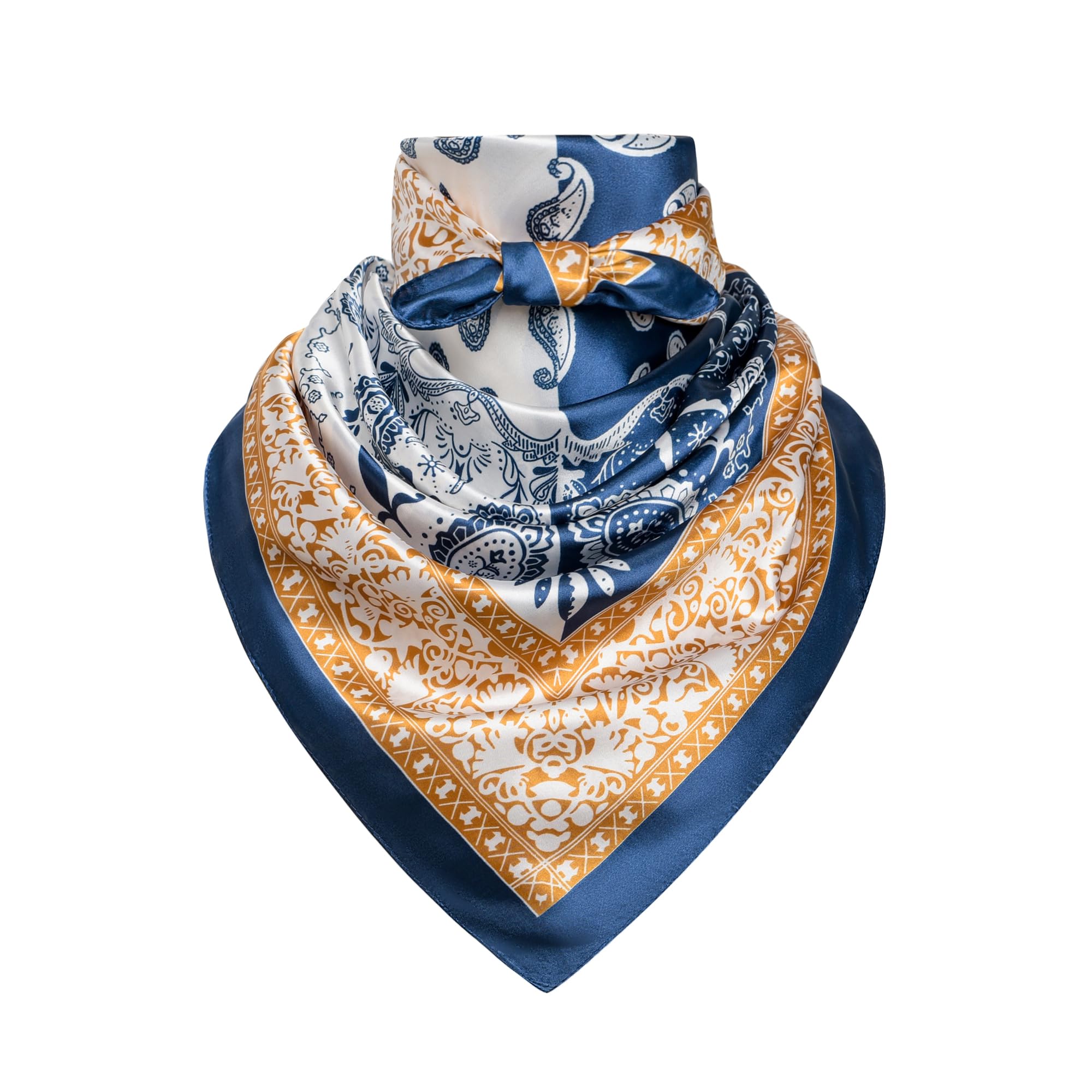 35" Men's Silk Cowboy Scarf - Oversized Western Bandana Neckwear, Large Square Scarf with Gift Packaging