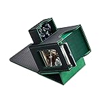 Mage Tech Card Deck Box for MTG Commander - Patented Design, Commander Display, Fits 100 Double-Sleeved Cards, 35pt Card Brick & Dice Tray - Black/Green