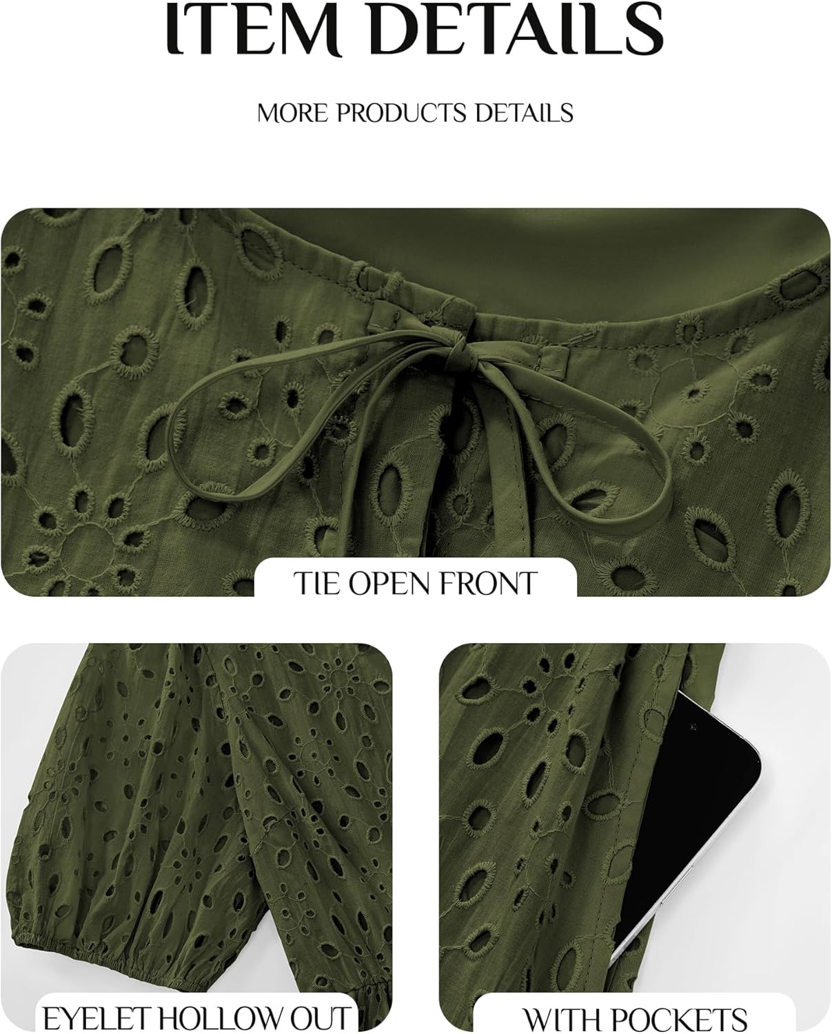 KIRUNDO Eyelet Summer Dresses for Women 2025 Short Sleeve Tie Front Babydoll A Line Wedding Guest Beach Vacation Sundress - Image 4