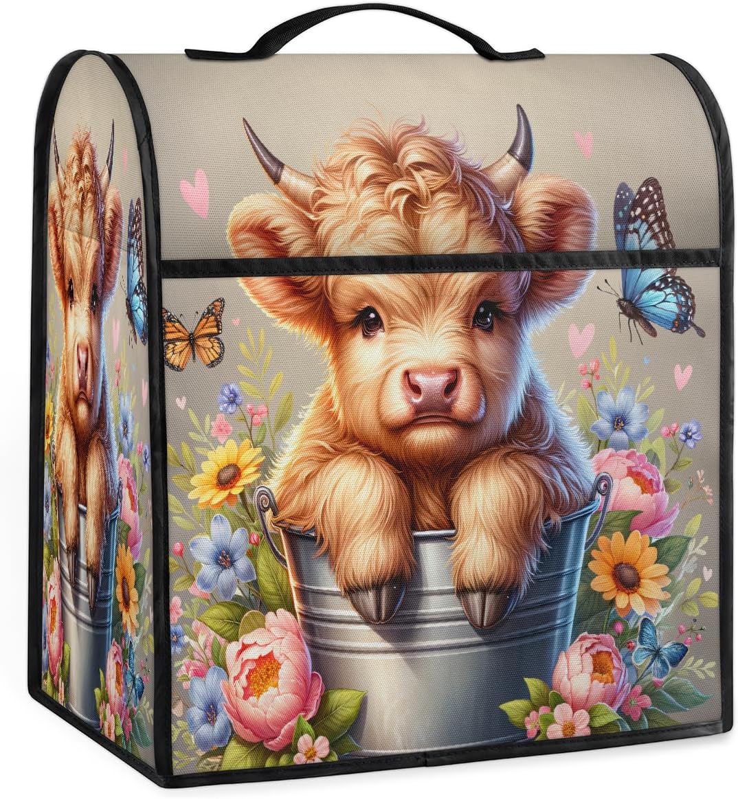 Kitchen Aid Mixers Cover Animal Highland Cow for Stand Mixer 6-8 Quarts with Zipper Pocket Kitchen Aid Storage Covers Kitchen Appliance Covers for Coffee Machine Mixer Home Kitchen Counter