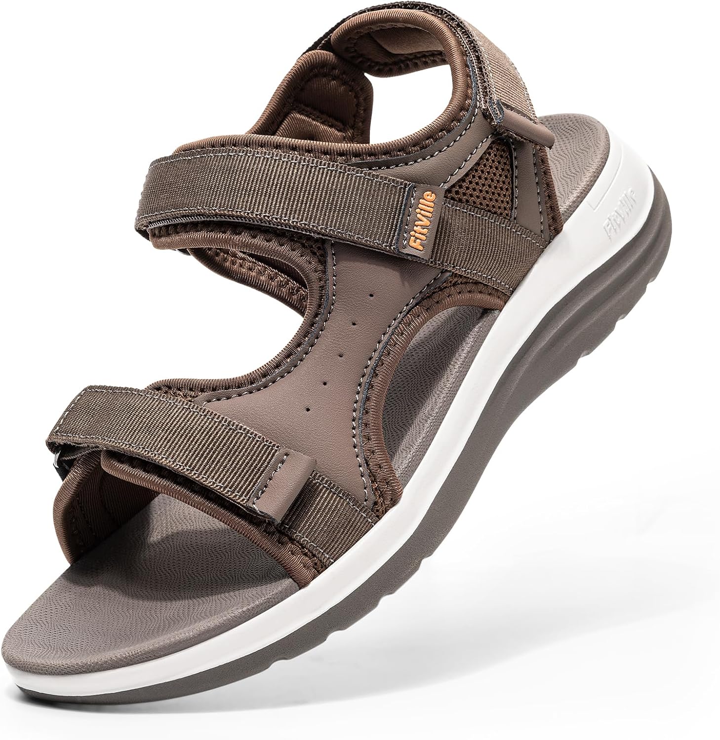 FitVille Wide Orthopedic Women's Sandals Wide Width Walking Sandals for Women Plantar Fasciitis & Swollen Feet with Adjustable Ankle Strap
