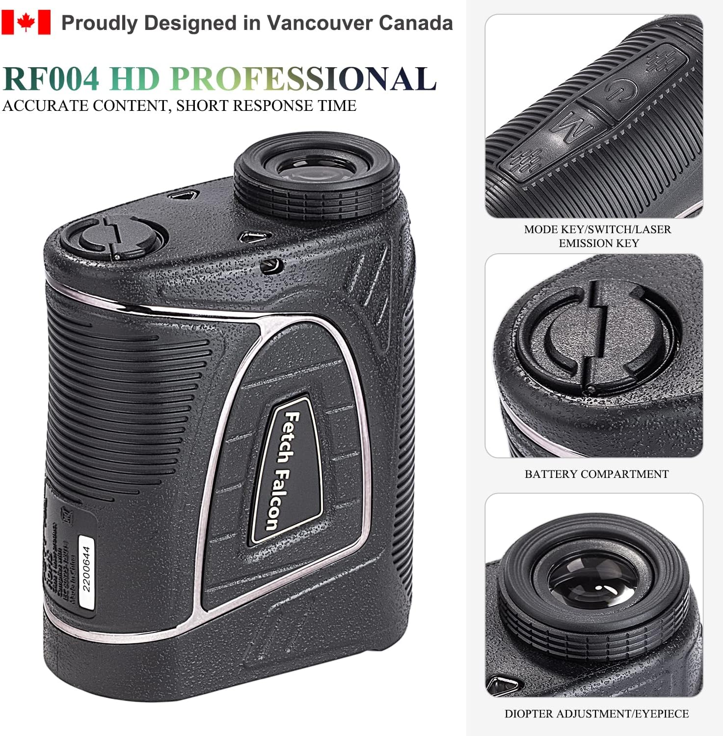 Fetch Falcon OLED Golf Rangefinder(High Precision, Slope Mode with Scan) Pole Flag Locking Vibration (Up to OLED 2500 YD Golf Laser Rangefinder Powerful Magnet Black)