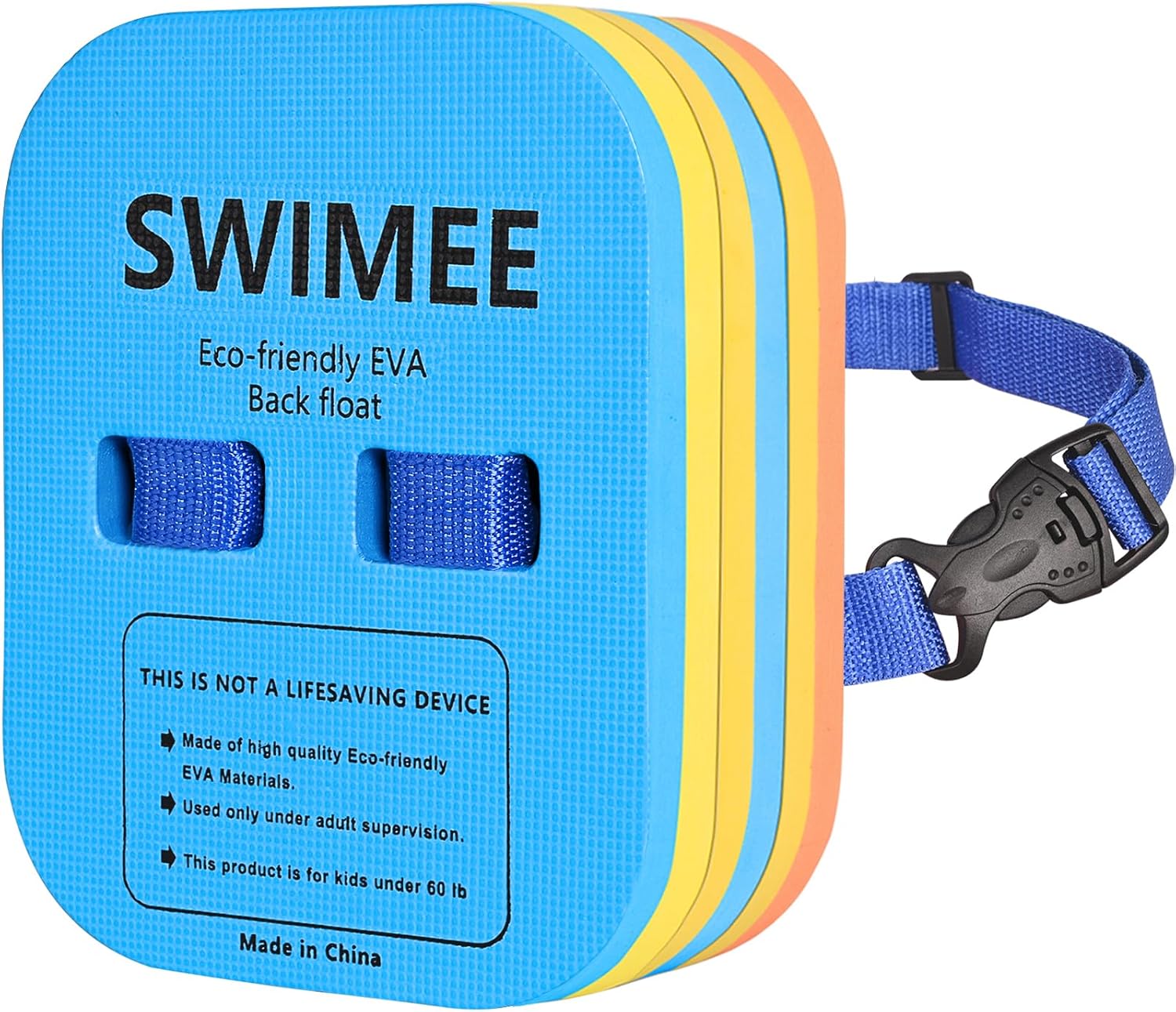 Back Float Safety Swimming Bubble with Adjustable 3 Layers Swim Belts Waterproof Floaties Device for Kids Swimming Floats Secure Clip Buckle Swim Floaties for Swimming Beginners Sport Pool Lesson A.Blue