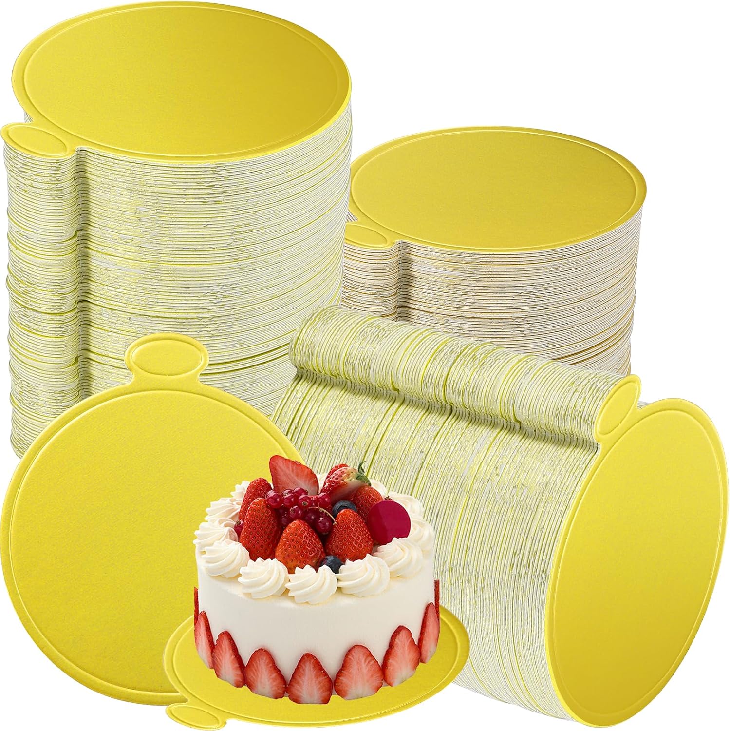 3.5 Inch Mini Cake Boards,200 Pcs Mini Round Golden Cake Boards,Mousse Cupcake Base,Circle Dessert Board,Paper Cakes Base Cardboard for Cupcake Dessert Displays Party Wedding Birthday