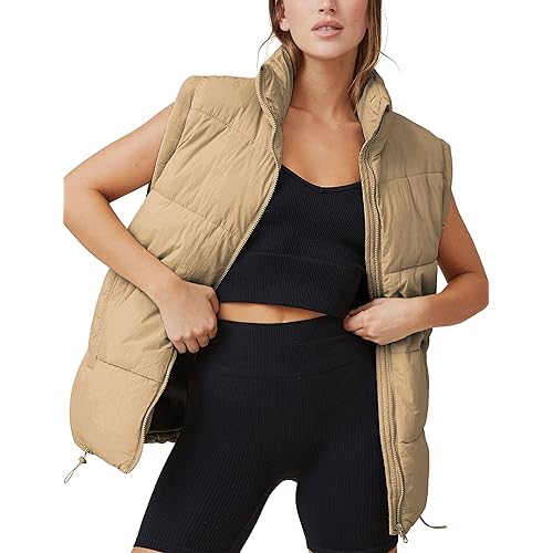 Athlisan Womens Zip Up Puffer Vest Stand Collar Sleeveless Padded Jacket Coat