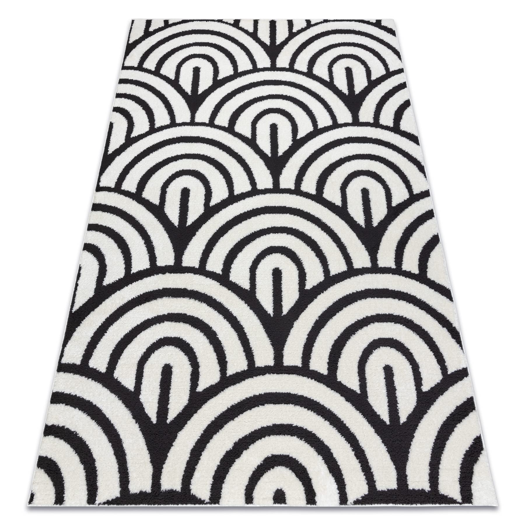 Tapis moderne mode 8629 grand tapis géométrique crème et noir de 200x290 cm