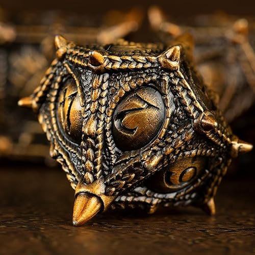 Vista 55 de Surpass DND - Juego de dados de metal para Calabozos y Dragones, juego de dados negros de metal con boca grande (negro y rojo)