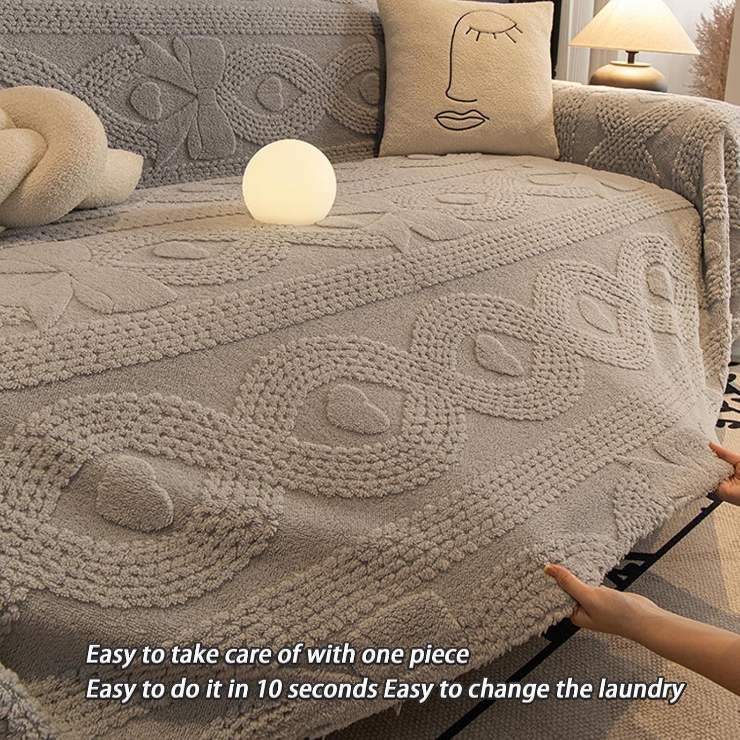 Elevate Your Home Décor, Soft Shu Cotton Velvet Fabric Sofa Covers - Trendy Universal Furniture Protector for Every 1-4 Seater Loveseat Or L-Shape Corner D 180 * 520cm