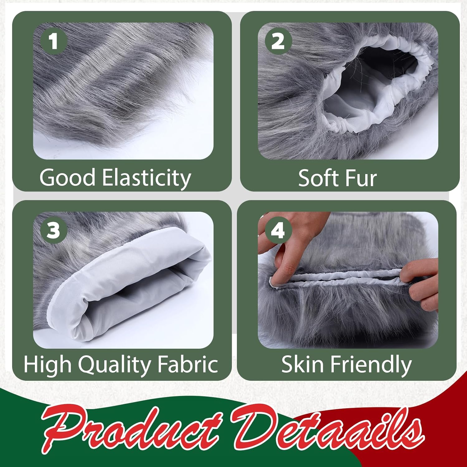 WMG Furry Faux Fur Leg Warmers For Women Fur Long Boot Covers Fluffy and Stretchy Leg Warmers For Christmas Cosplay - Image 7