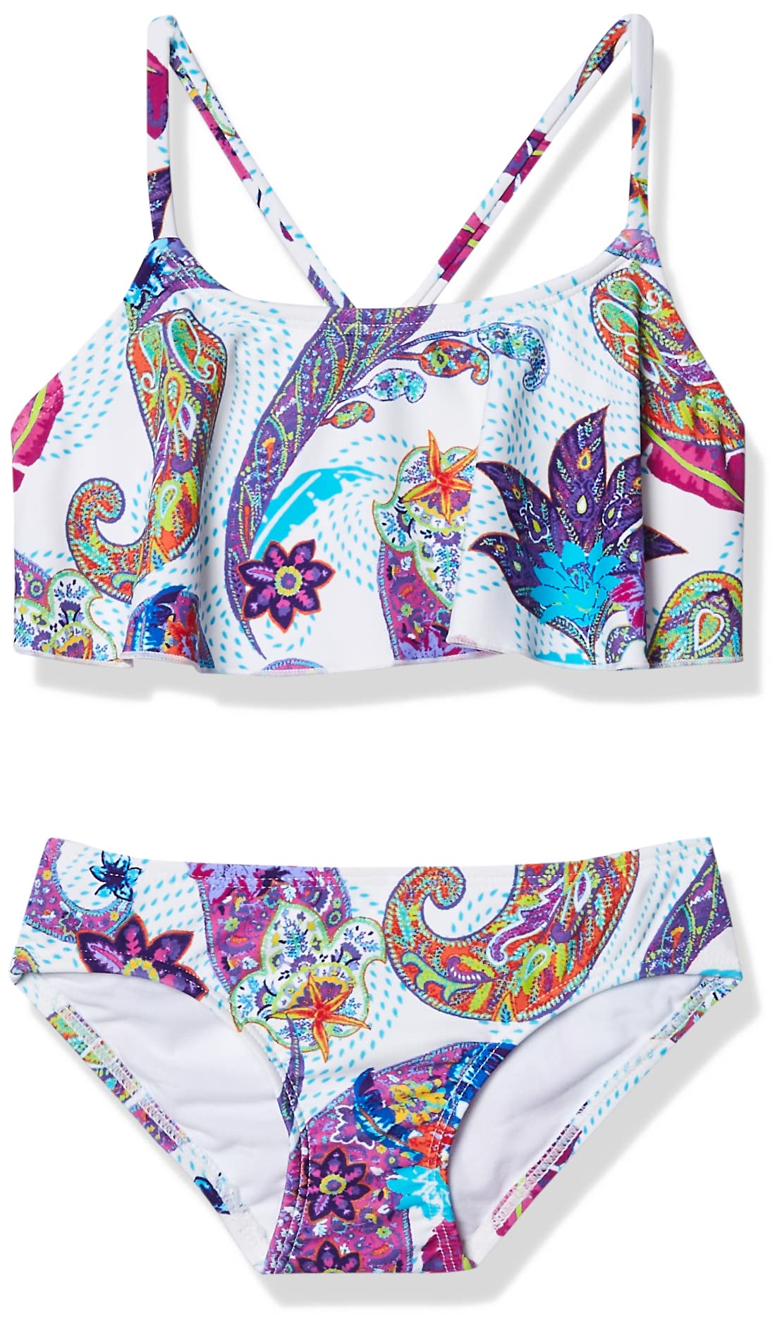 Kanu Surf Girls' Alania Flounce Bikini Beach Sport 2-Piece Swimsuit