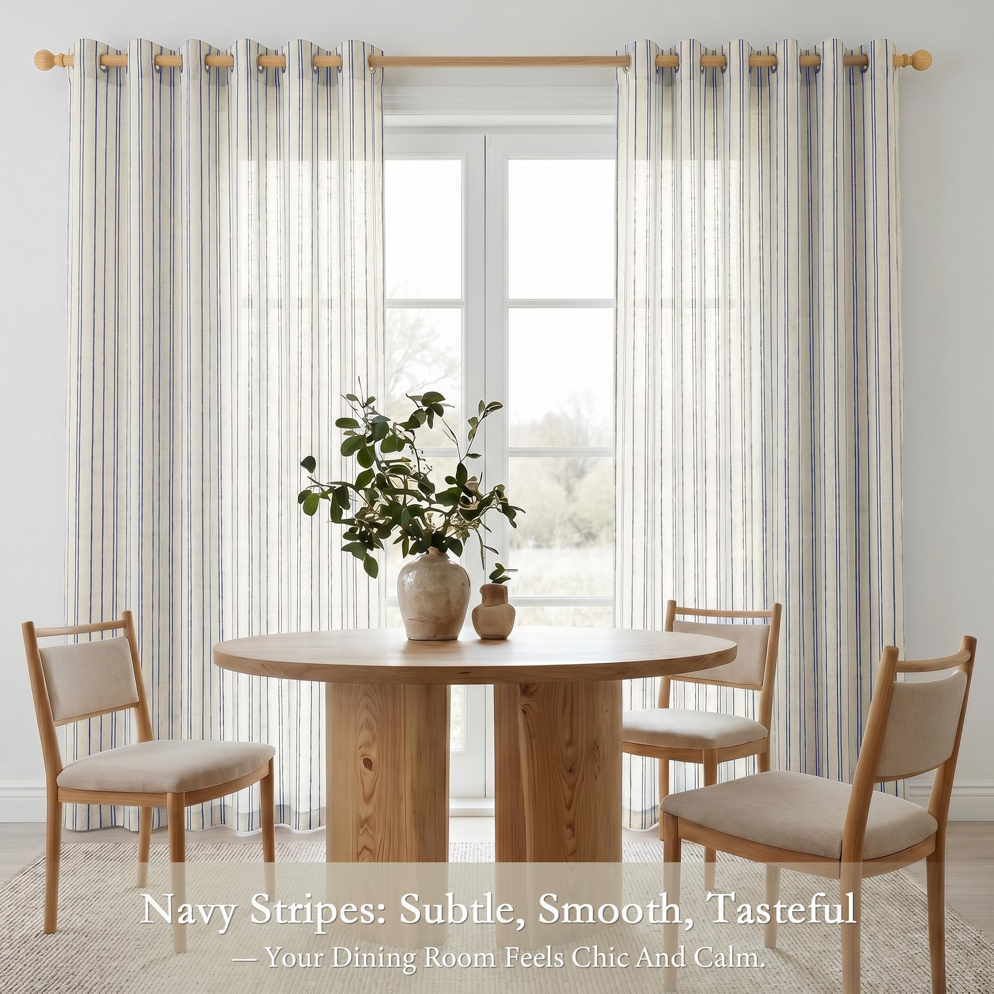 Vorhänge Gardinen Ösen Beige mit Schwarz Streifen Leinenoptik 245cm 2er