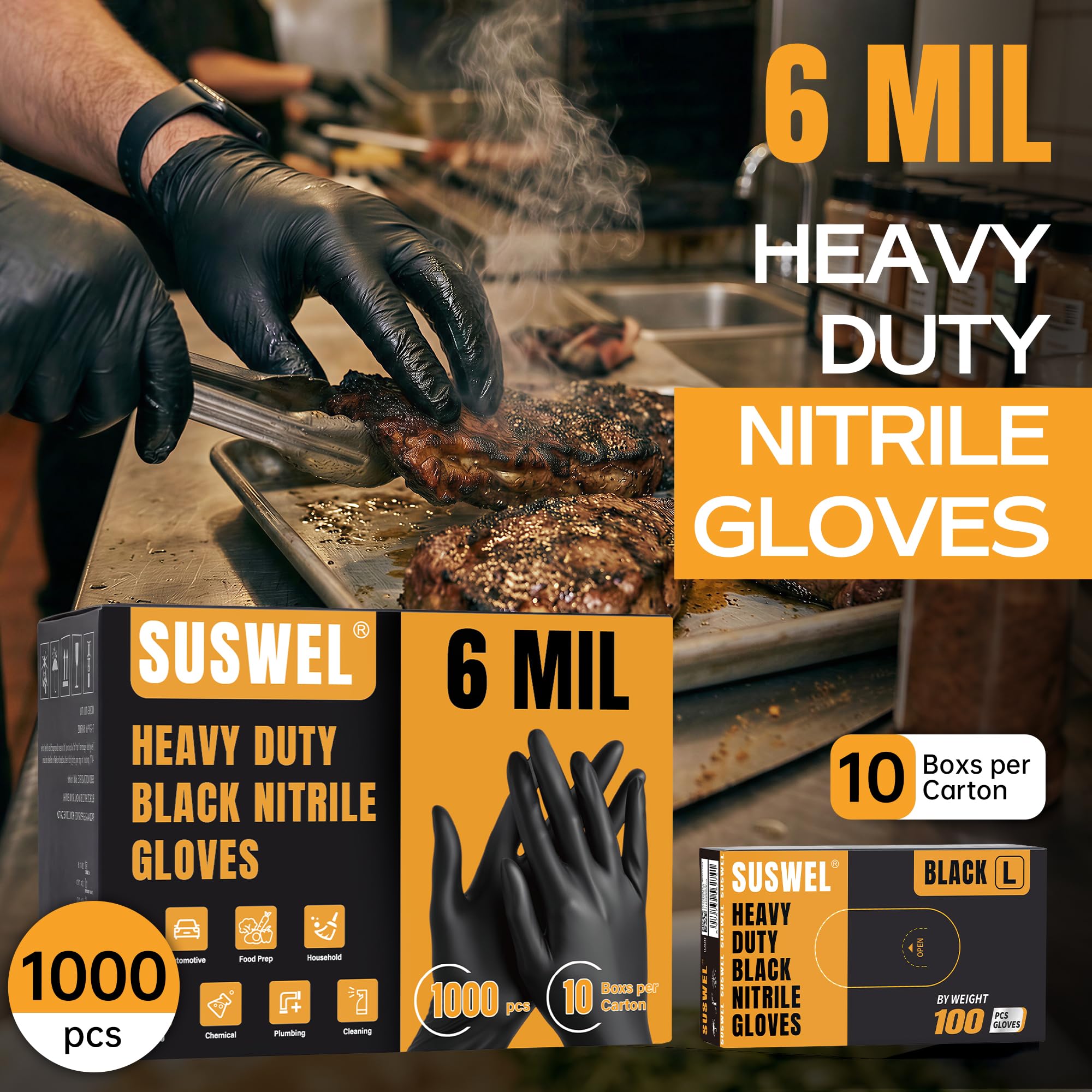 Guantes de nitrilo de 6 mil M