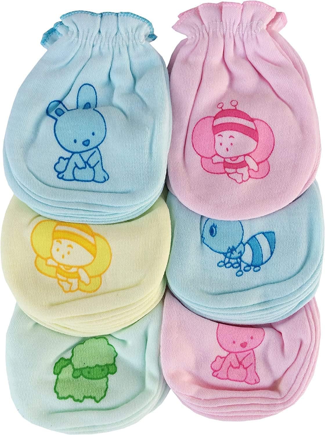 ANKIMA Babys' Cotton Soft Mittens (Multicolour) Pack of 6 (0-3 months)-picture-2