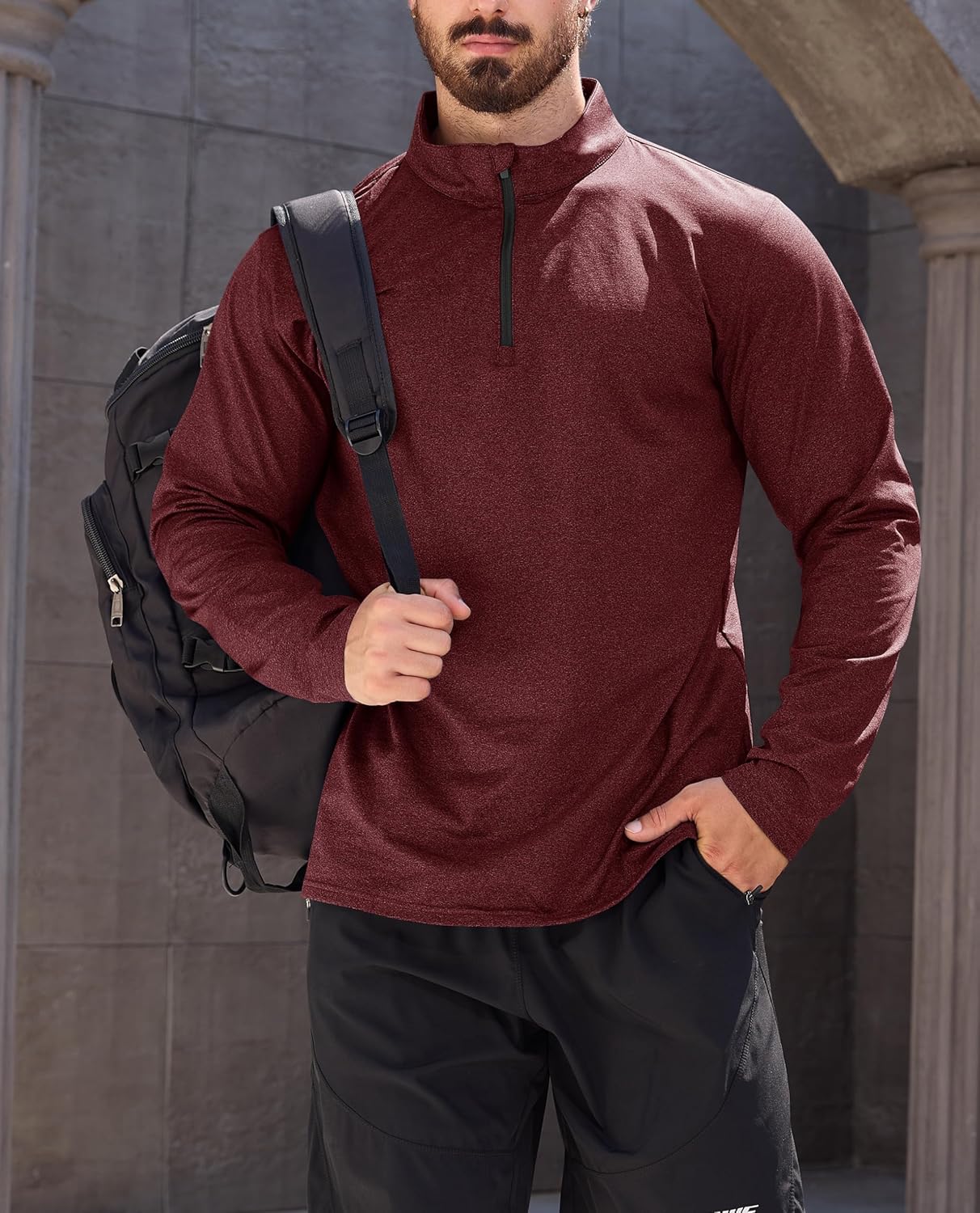 KEFITEVD Men's Quarter Zip Pullover Fleece Lined Long Sleeve Golf Shirt 1/4 Zip Sweatshirts Thermal Winter Sweaters - Image 2