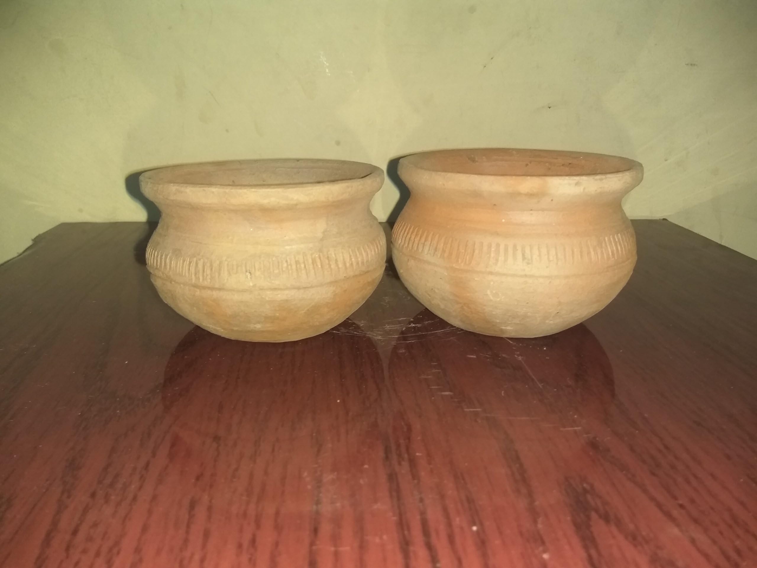 mbc EARTHENWARE HEALTHCARE 350ml Clay Curd Pots (Brown) - Pack of 2