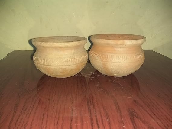 mbc EARTHENWARE HEALTHCARE 350ml Clay Curd Pots (Brown) - Pack of 2