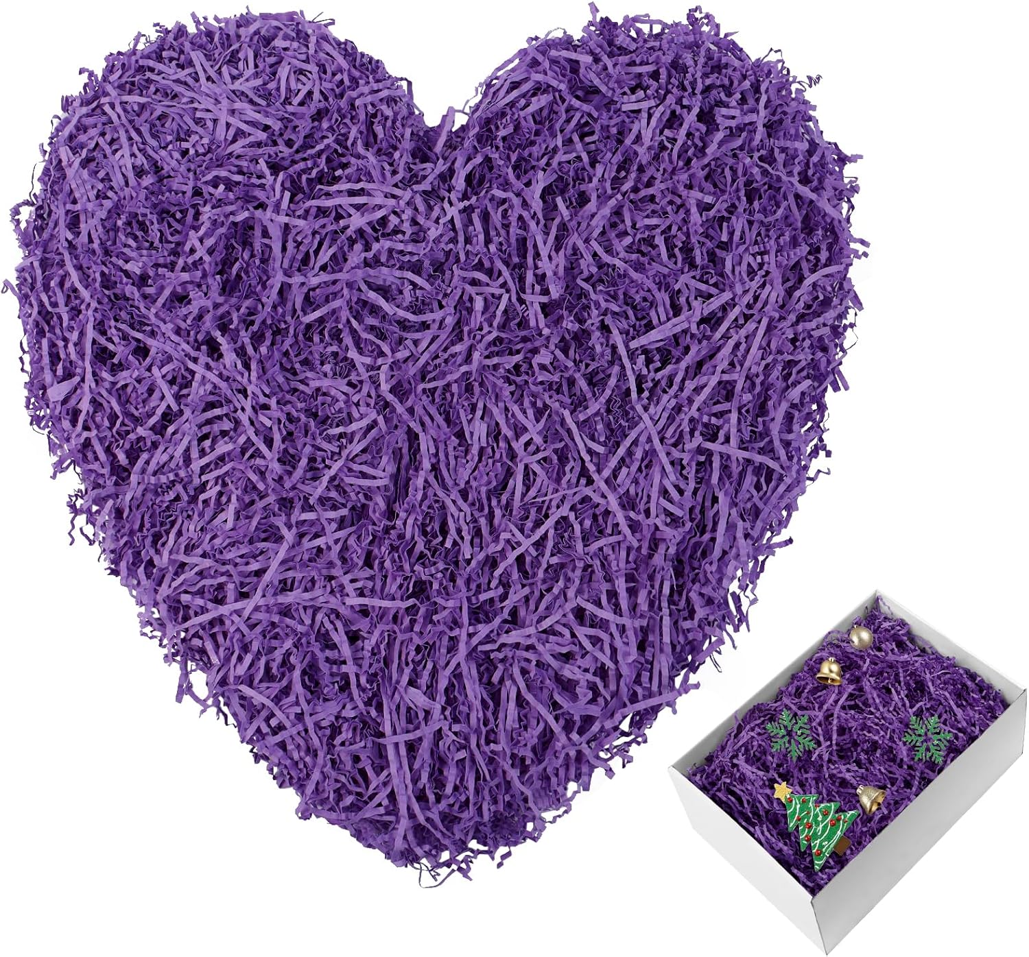 2LB Crinkle Paper Filler for Gift Baskets, Gift Box Filler Paper Shreds Crinkle Cut Shredded Stuffing, Decorative Filling for Birthday Holiday Packing Present Wrapping (Deep Purple)