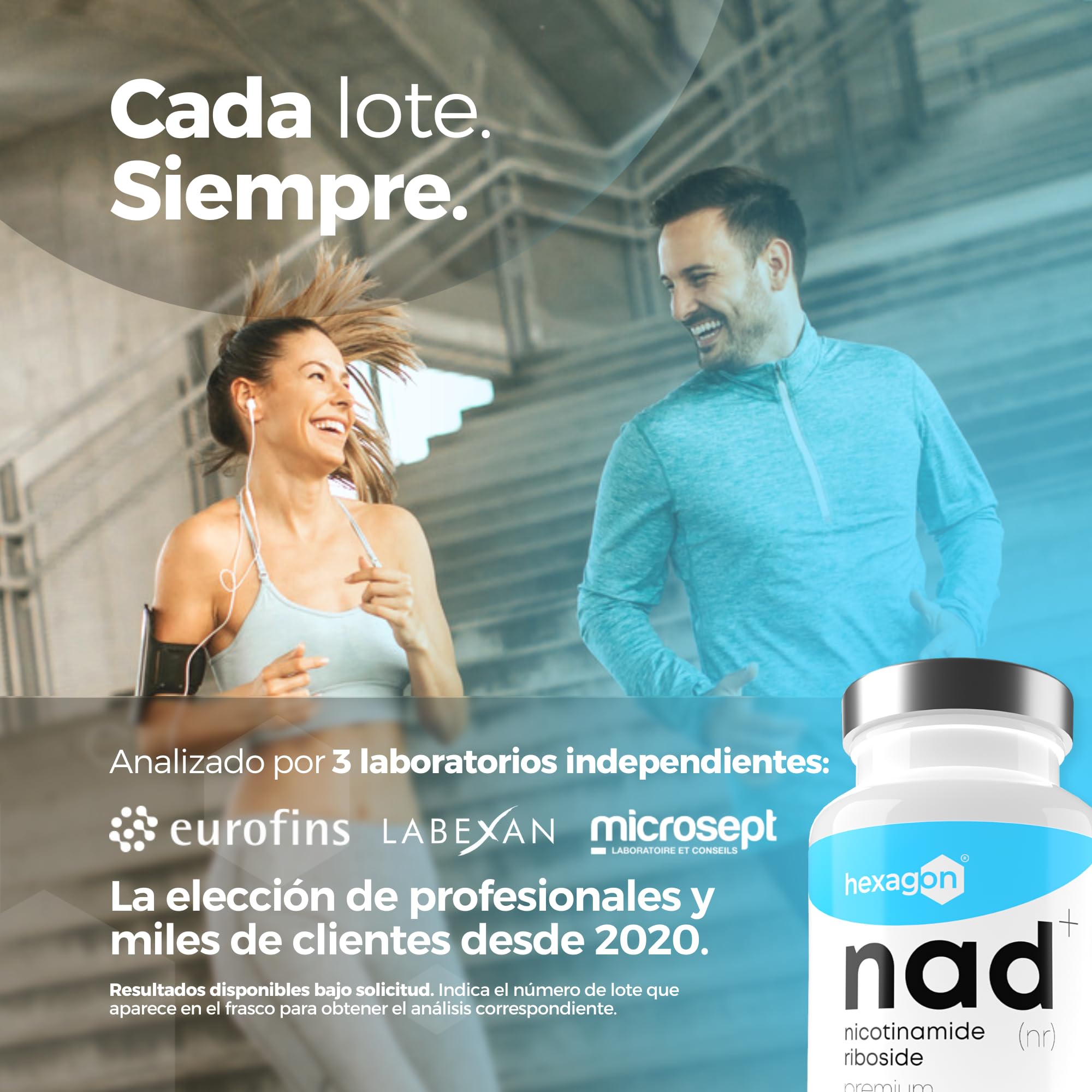 NAD+ Nicotinamide Riboside Chloride 300mg - +3 Meses de Cura - Contra la Edad y la Fatiga, NAD Booster - Polvo Puro, 90 Cápsulas - Grado Farmacéutico - Vegano - Hexagon