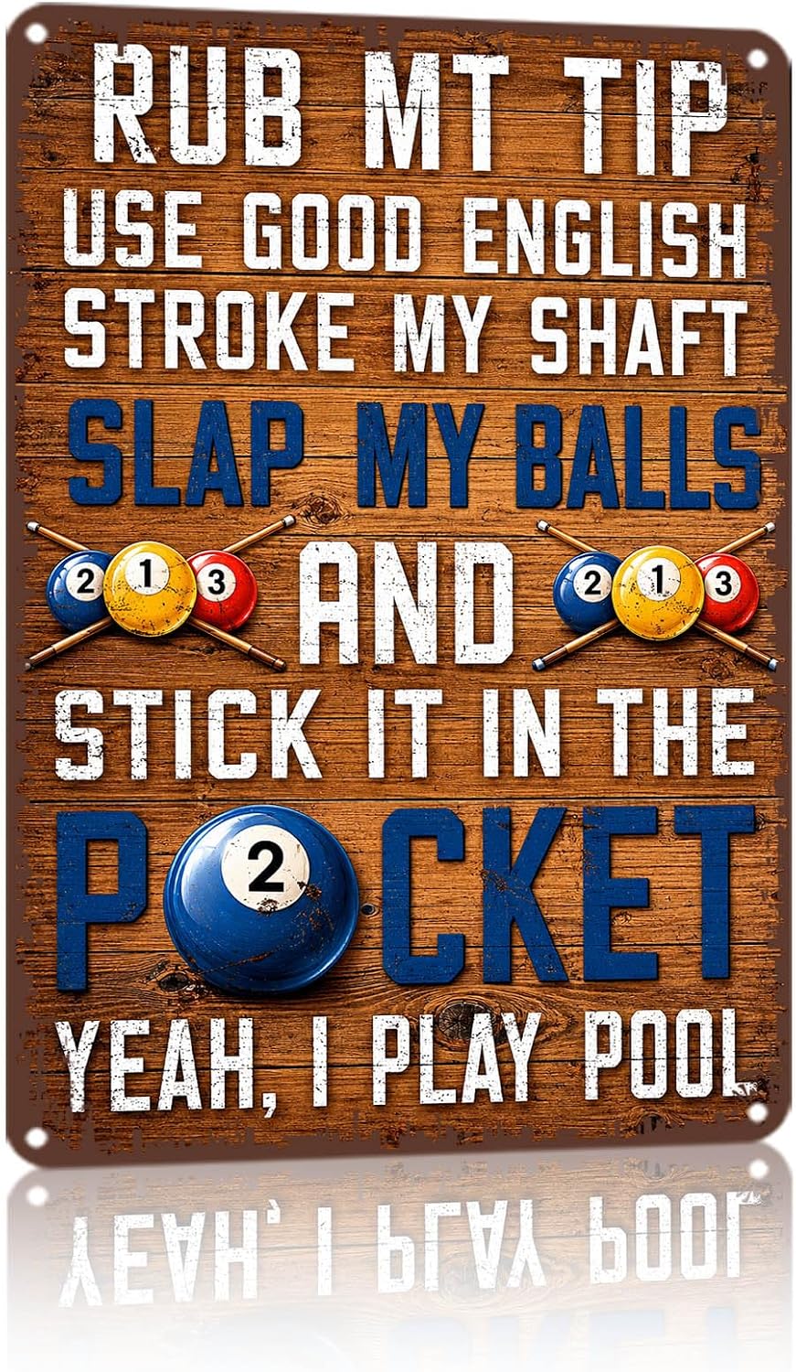 8x12 Inch Vintage Aluminum Pool Tin Sign, Funny Billiards Quote Metal Wall Decor for Man Cave Game Room Bar Garage