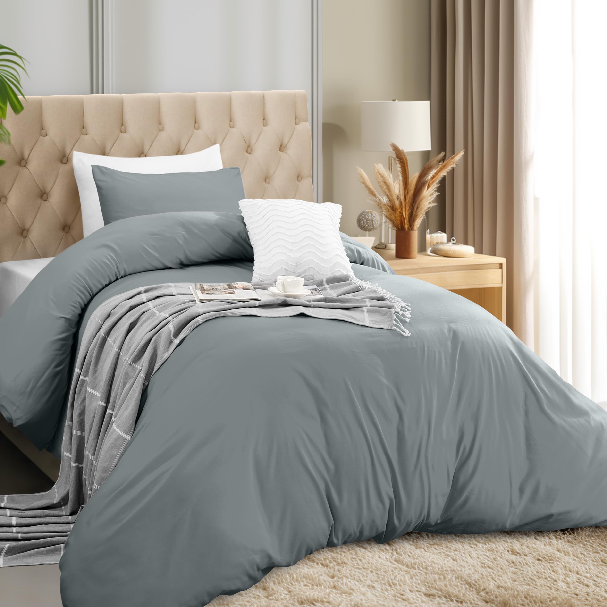 Utopia Bedding Duvet Cover Double - Soft Microfibre Polyester - Bedding Quilt Cover Set, with Pillow cases (Grey) — view 47