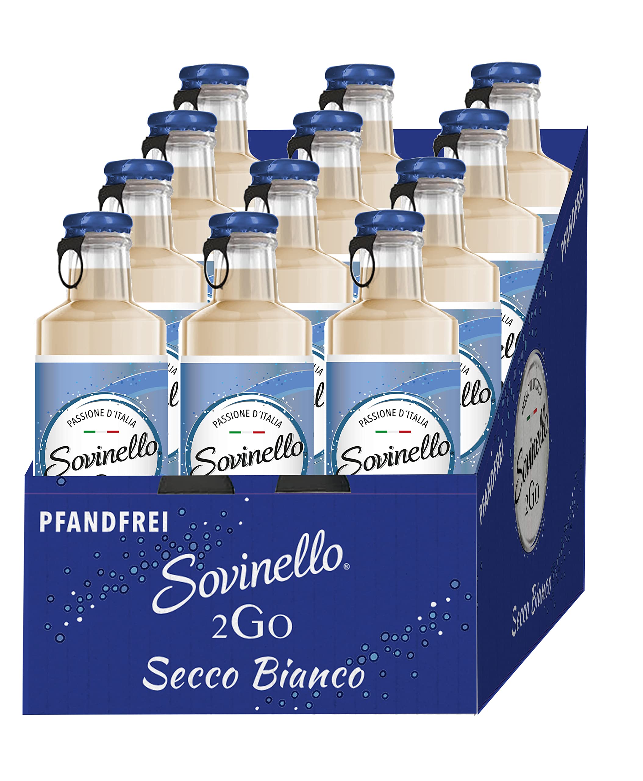 Sovinello 2Go - Secco Bianco, Prickelndes Getränk aus italienischem Weißwein (12 x 0,275 L)