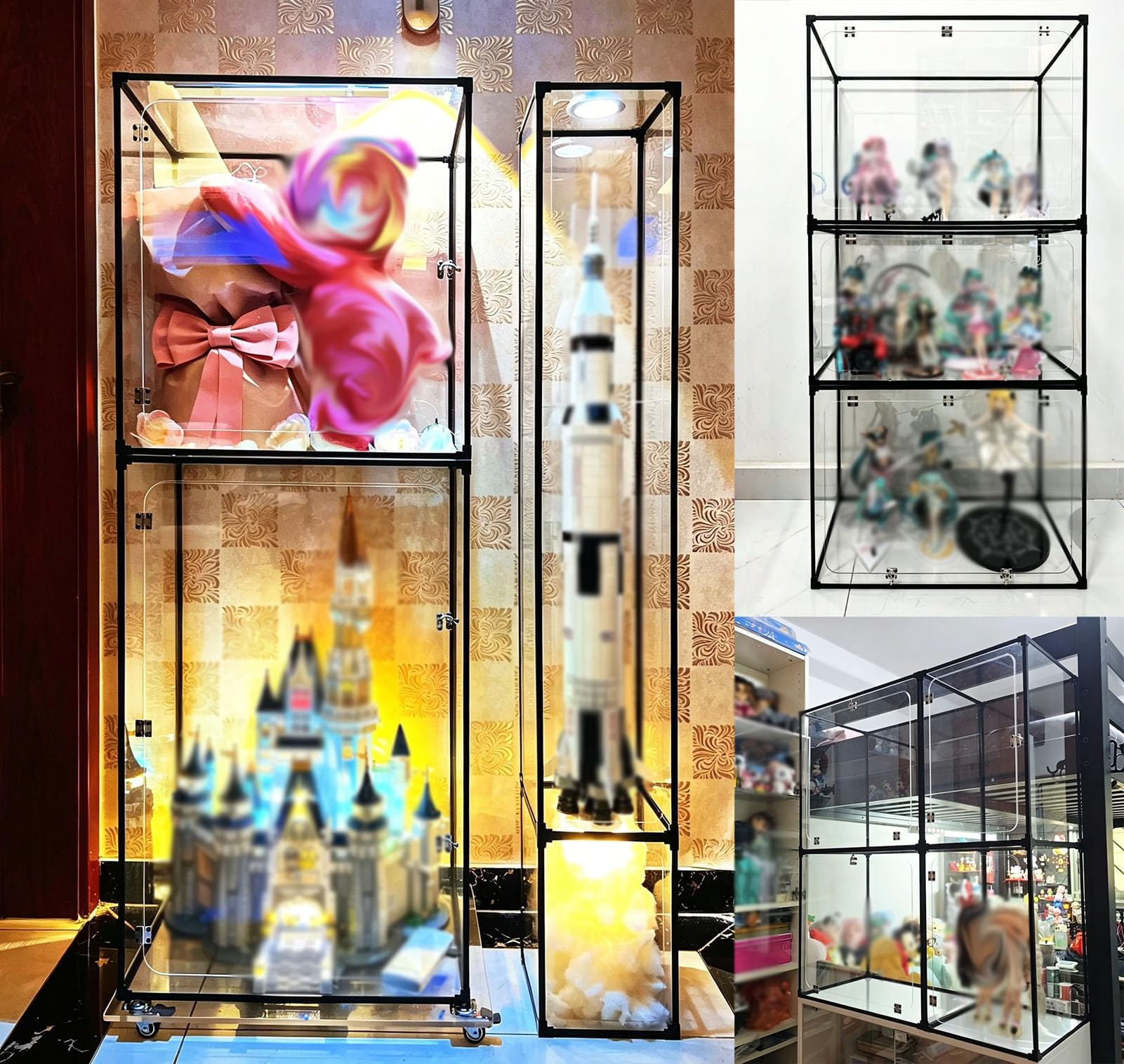 Teca Plexiglass Custodia Organizer Trasparente con Vista a 360°, Cerniera
