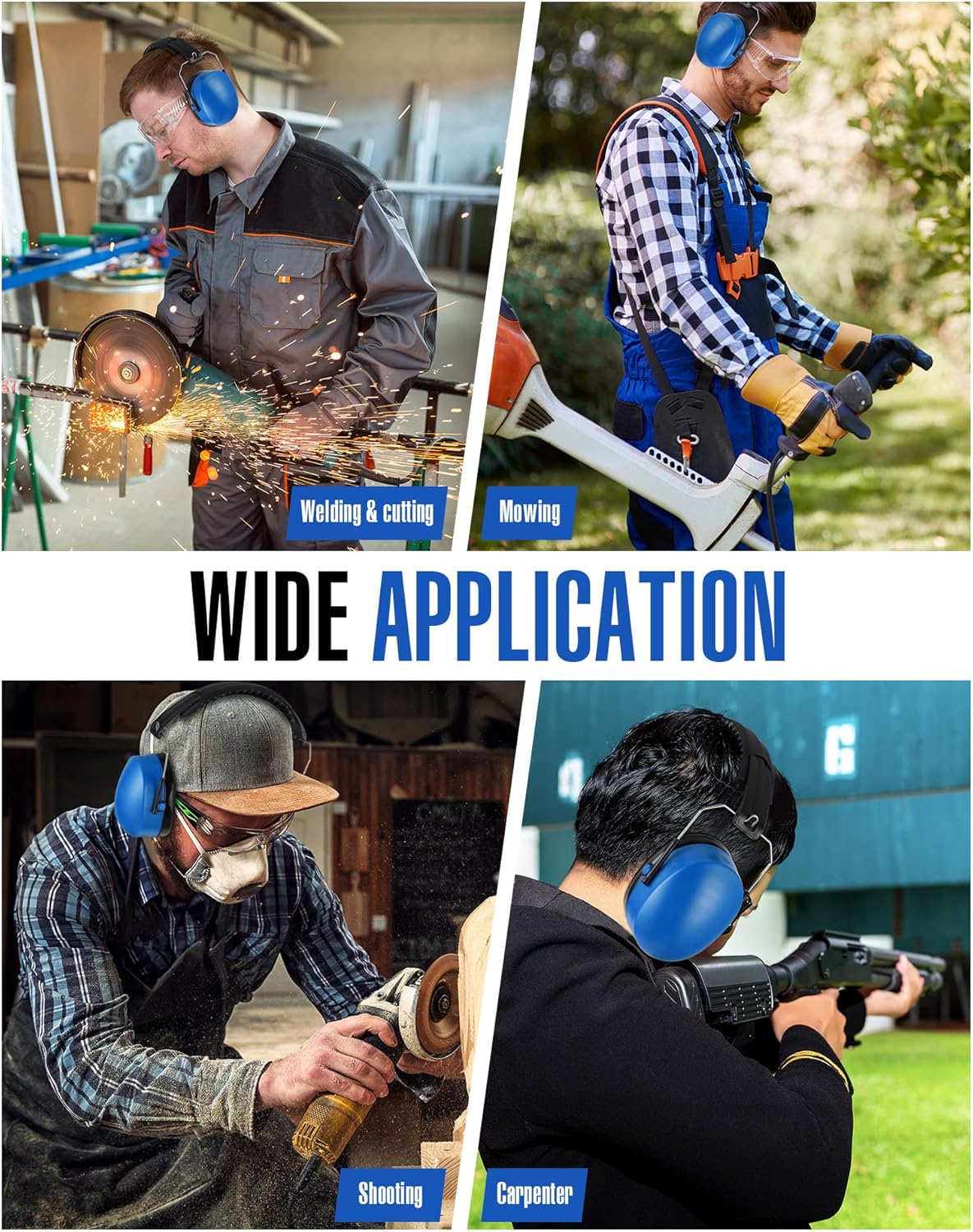 12 Pcs Hearing Protection Ear Muffs NRR 28dB Noise Reduction Headphones Shooting Ear Protection Earmuffs(Blue) - Image 5