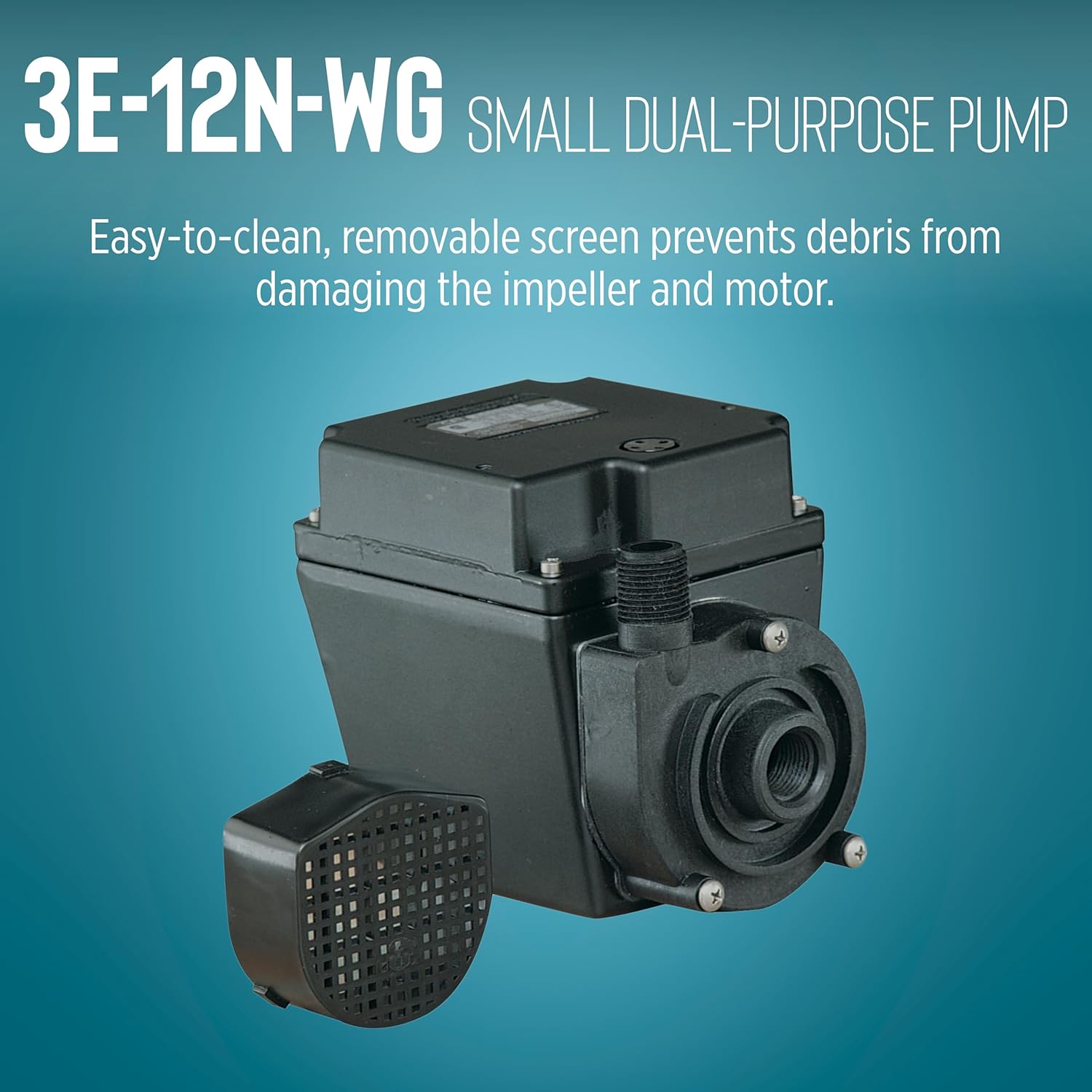 Little Giant 3E-12N-WG, 115-Volt, 1/15 HP, 500 GPH Oil-filled Direct Drive In-Line or Submersible Pump with 15-ft. Cord, Black, 503375