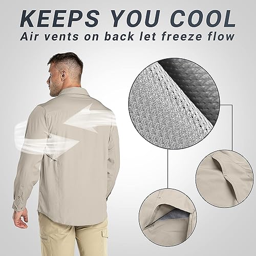 Miniatura 2 de Outdoor Ventures Camisa de senderismo para hombre con protección solar UPF 50+, manga larga, ligera, de secado rápido, para safari, viajes, pesca