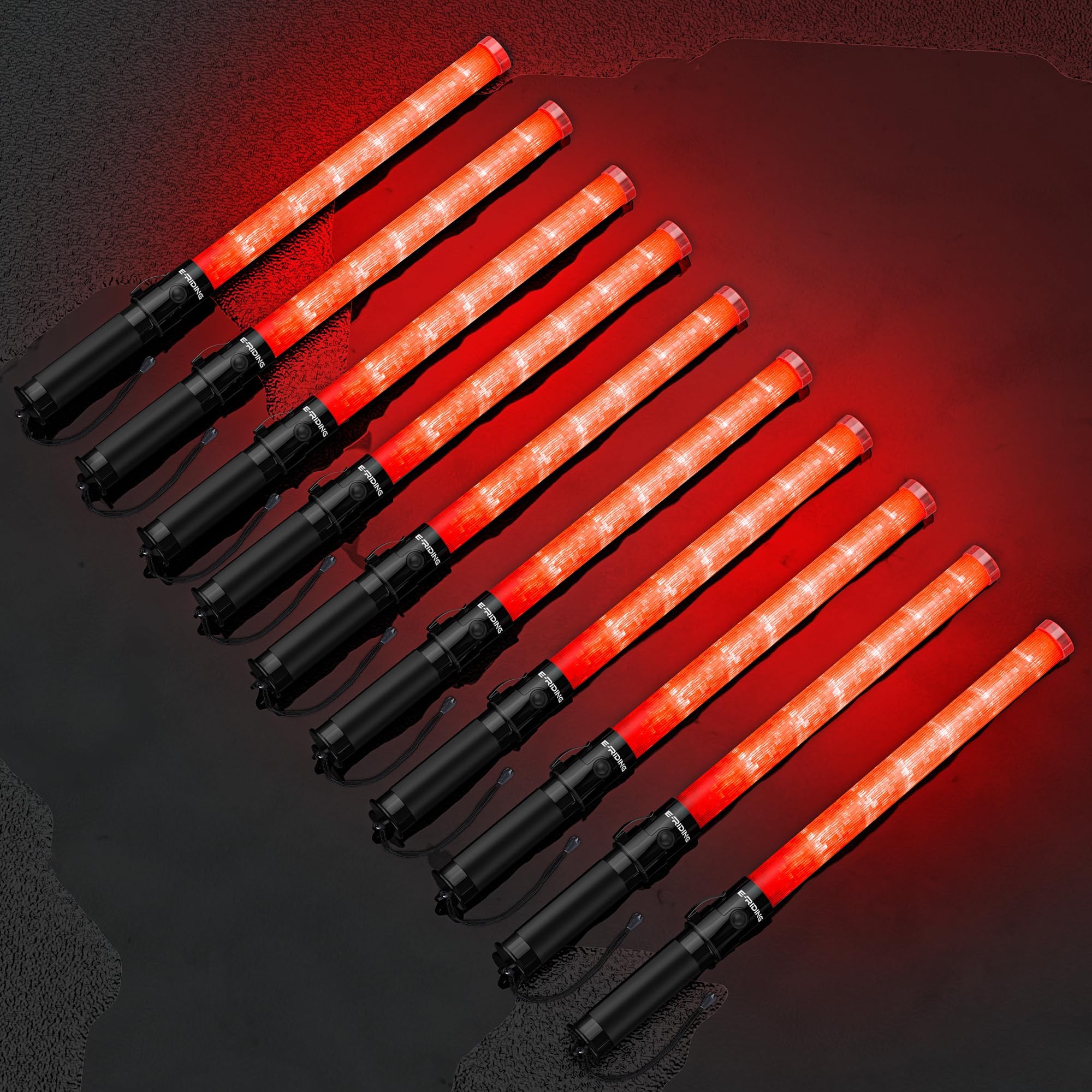 E-riding 10 Pack 21 Inch Red Traffic Wand with 3 Flashing Modes
