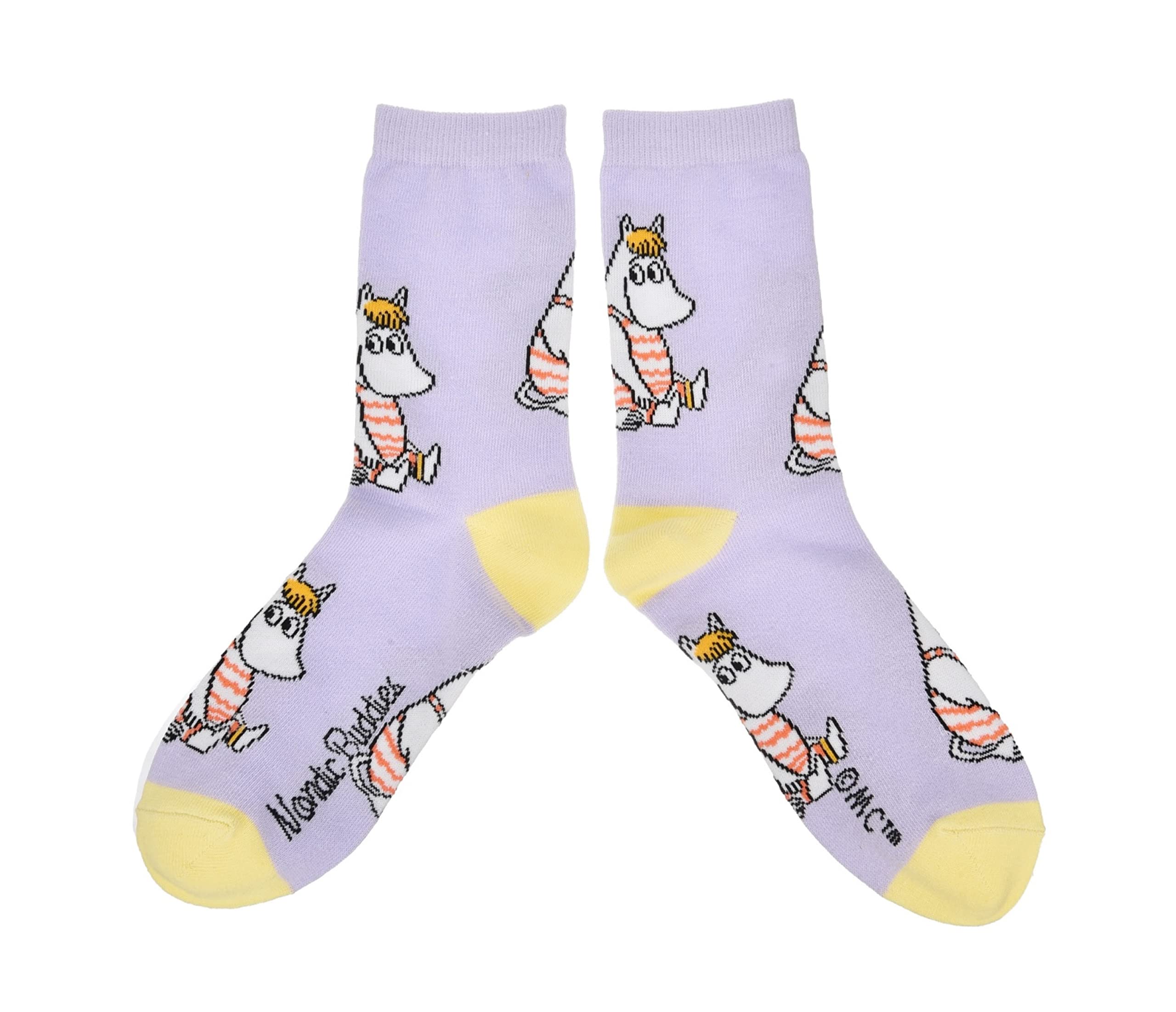 Nordicbuddies Unisex Lilac, Yellow Snorkmaiden At The Beach Ladies Moomin Socks, Purple, Eu36-42
