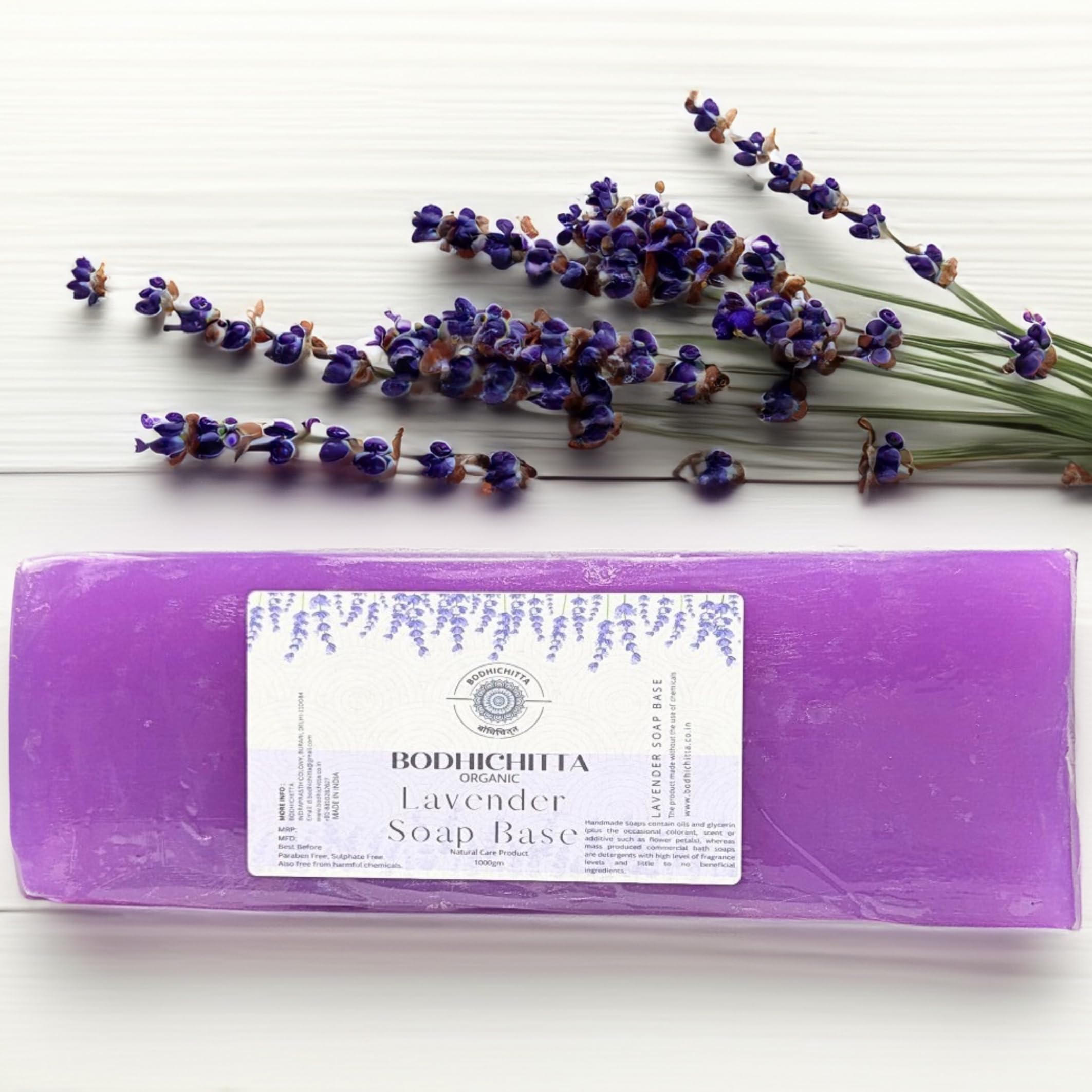 Glycerin Lavender Soap Base |100% Pure Organic & Natural | Paraben, SLS, Chemical Free | Melt & Pour Soap Base Bar For Soap Making 1kg