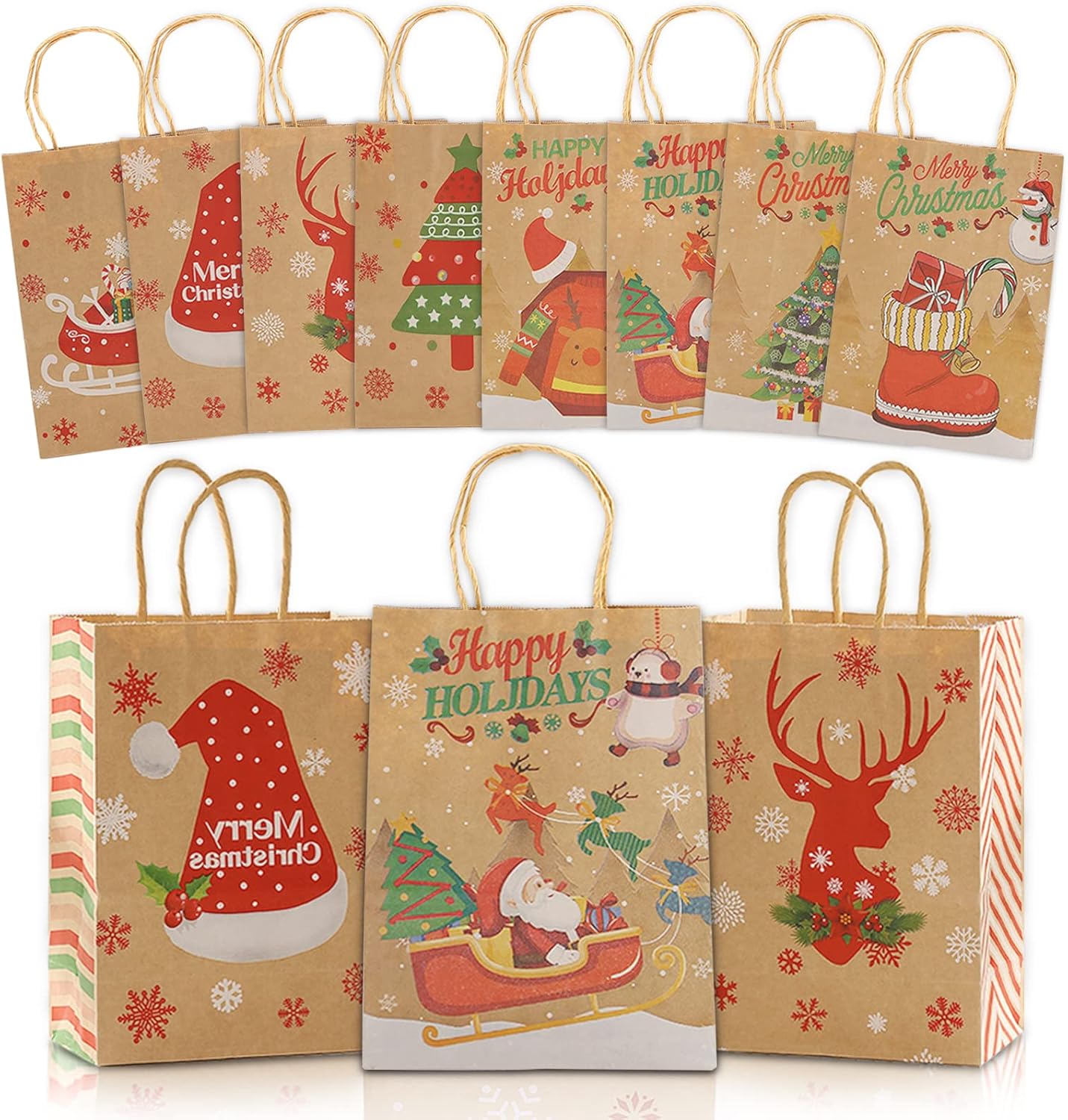 Sacchetti Regalo Per Bottiglie Di Vino - Confezione Da 20 In Kraft Resistente - Ideale Per Natale, Matrimoni E Feste - Foto 5