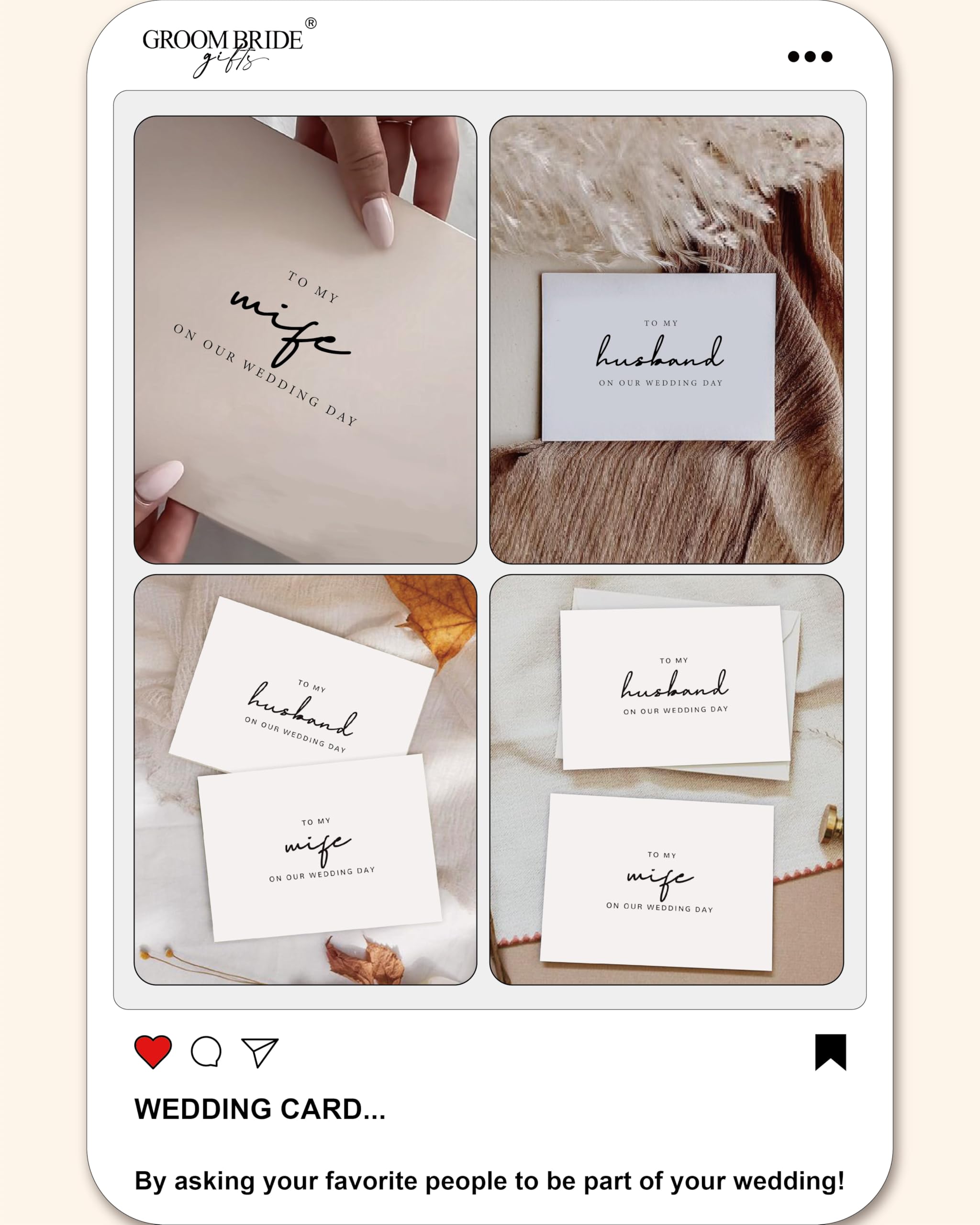 Hochzeitskarte Für Den Bräutigam – „To My Husband On Our Wedding Day“ Mit Persönlicher Nachricht