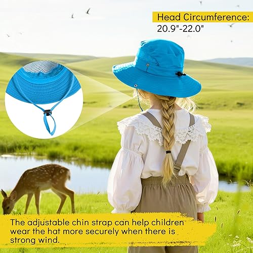 Miniatura 5 de Zando Sombrero de sol para niños, para exteriores, UPF 50+, para niños y niñas, ala ancha, pesca, senderismo, campamento, playa y safari