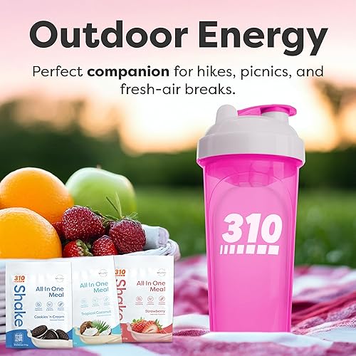 Miniatura 6 de 310 Shaker - Batidora de proteínas y botella de mezcla de reemplazo de comidas (rosa)