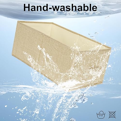 Miniatura 3 de Contenedores de almacenamiento abiertos con asa, organizador de ropa, contenedor de tela de lino, cesta plegable para el hogar, armarios, estantes,