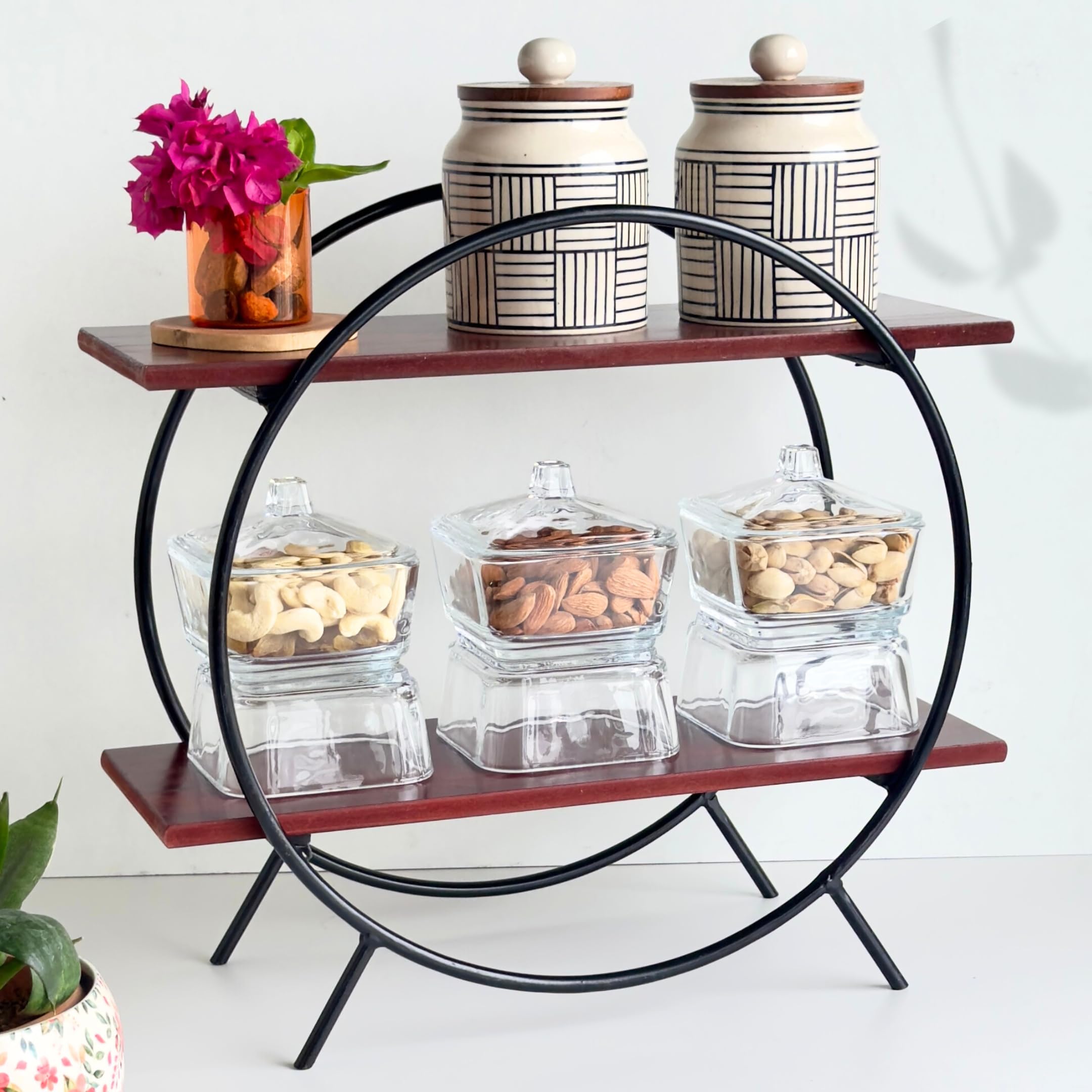 GOFURNISIA ® Kitchen Organizer Wooden Storage Rack | Solid Wood Premium Circular 2 Shelf Countertop Spice Rack/Oil/Bar Rack | 1 Year Warranty | Diy | Handcrafted In India - Tiered Shelf (Rosewood) (B0D3CHY5Q6) Amazon Price History, Amazon Price Tracker