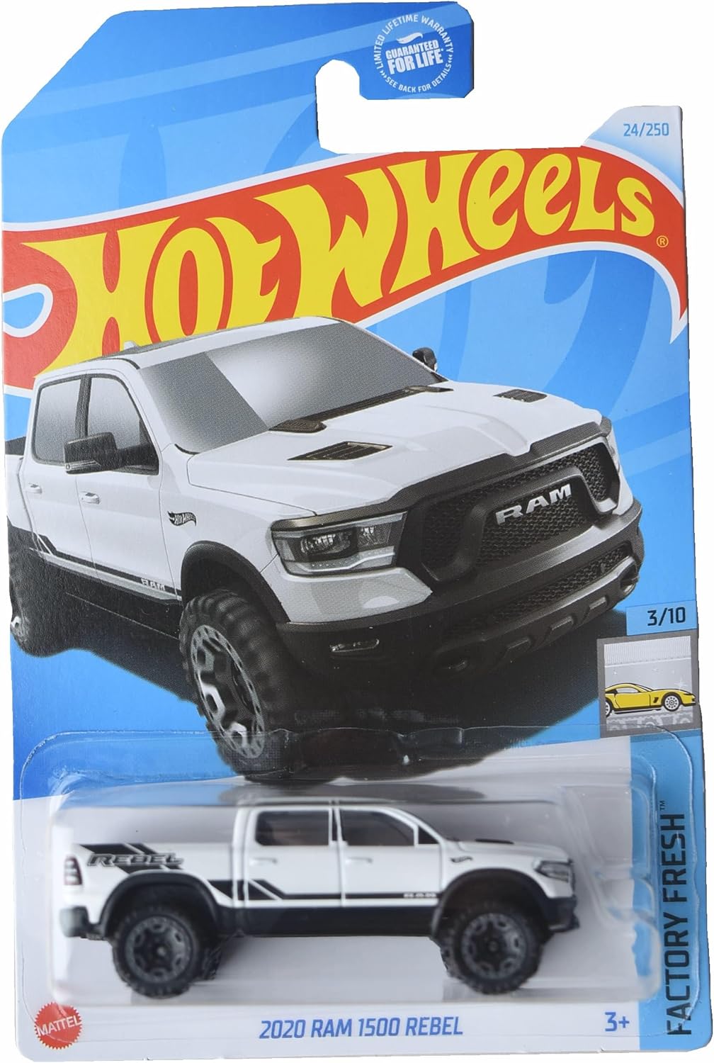Mattel Hot Wheels 2020 Ram 1500 Rebel, Factory Fresh 3/10 [White] 24/250