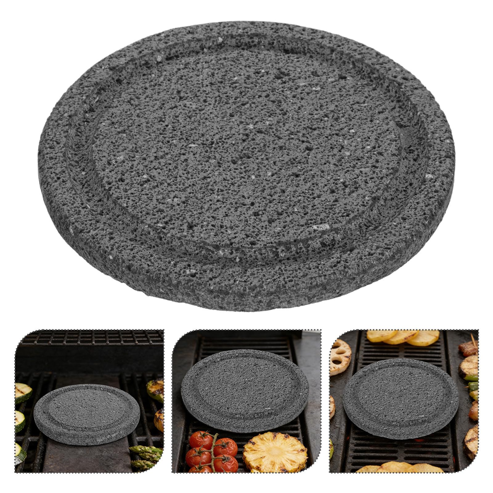 Piastra in Pietra Lavica Naturale per Barbecue Coreano, Sicura e Stabile, Facile da Pulire, per Pesce e Verdure Durante Riunioni Familiari e Picnic