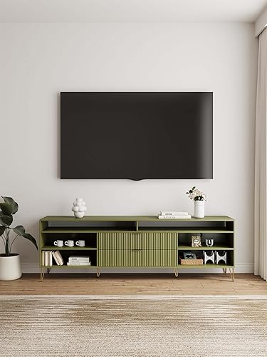 Miniatura 2 de Manhattan Comfort Dumbo - Soporte de TV moderno de mediados de siglo para televisores de hasta 80 pulgadas, centro de entretenimiento en casa con