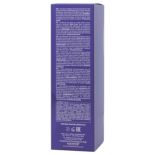 Miniatura 6 de Alfaparf Milano Semi di Lino - Acondicionador para cabello rubio anti-amarillo, acondicionador morado para cabello rubio, plateado o cobrizo,