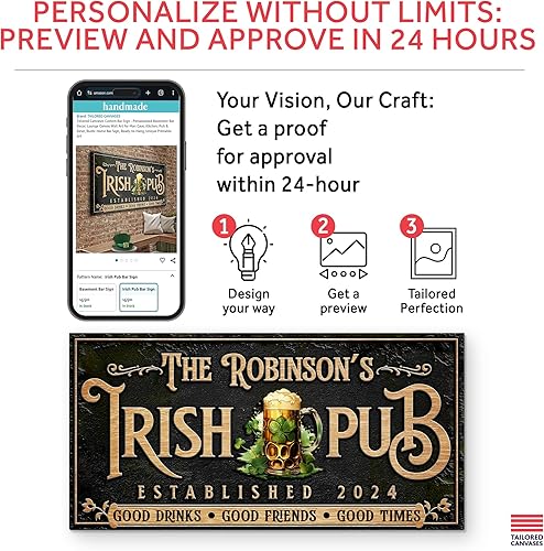 Miniatura 4 de TAILORED CANVASES - Letrero de pub irlandés personalizado - Decoración personalizada de bar y salón para bares, sótanos y pubs del hogar - Arte