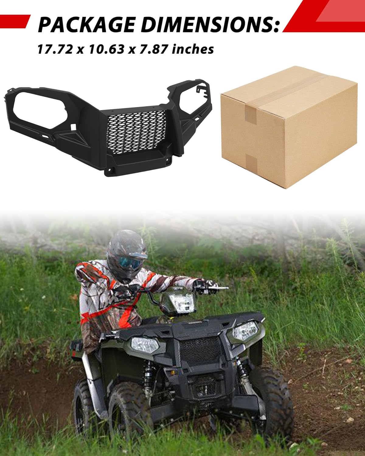 Front Fascia Compatible with Polaris Sportsman 400 450 500 570 800 2011-2024, Front Combined Mesh Grille Bumper Brush Guard for Sportsman 450 570 Touring Accessories, Replace #5438559-070