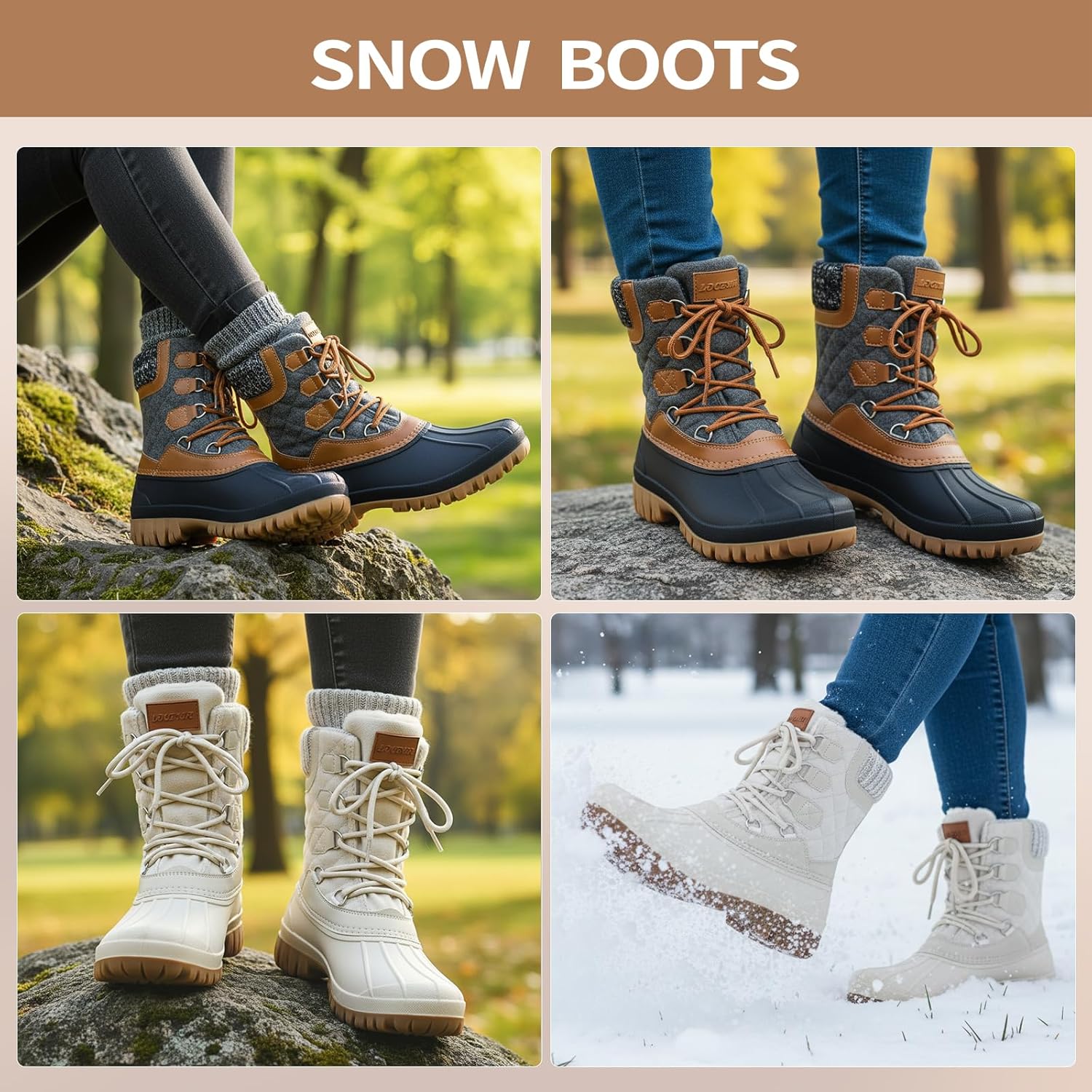 Women Winter Snow Boots | Waterproof Shell | Warm Duck Boots