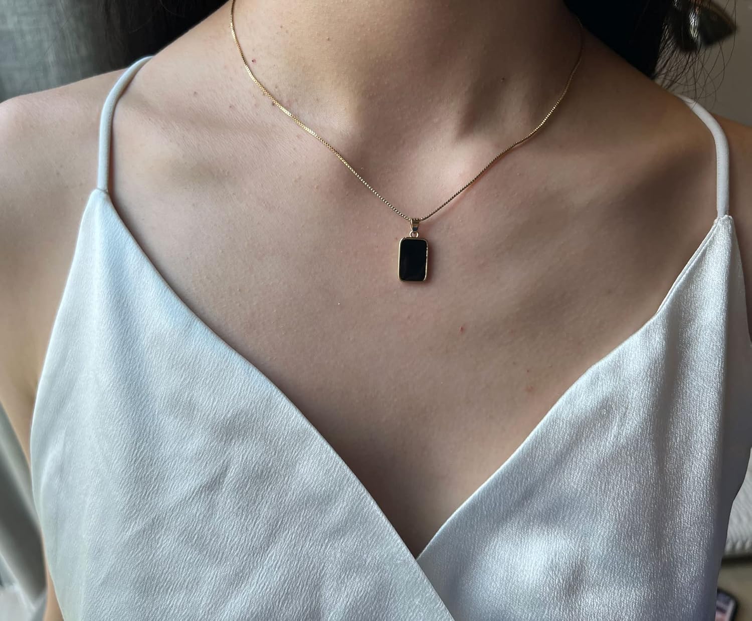 Simple Elegant Black Square Pendant Necklace Chain for Women for Women Lady Wife Wedding Birthday Party Prom - Image 9