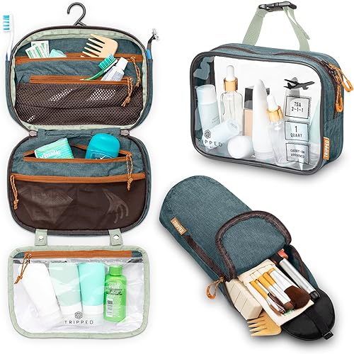 Vista 65 de Set de Neceser de Viaje: Bolsa de Aseo Colgante de Viaje + Bolsa de Líquidos Cosméticos TSA 311 + Bolsa Organizadora de Accesorios Ultraligera