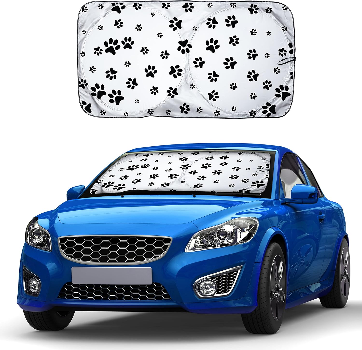 EcoNour Car Windshield Sun Shade with Storage Pouch | Durable 240T Material Car Sun Visor for UV Rays and Sun Heat Protection | Car Interior Accessories | Medium (64 inches x 32 inches)